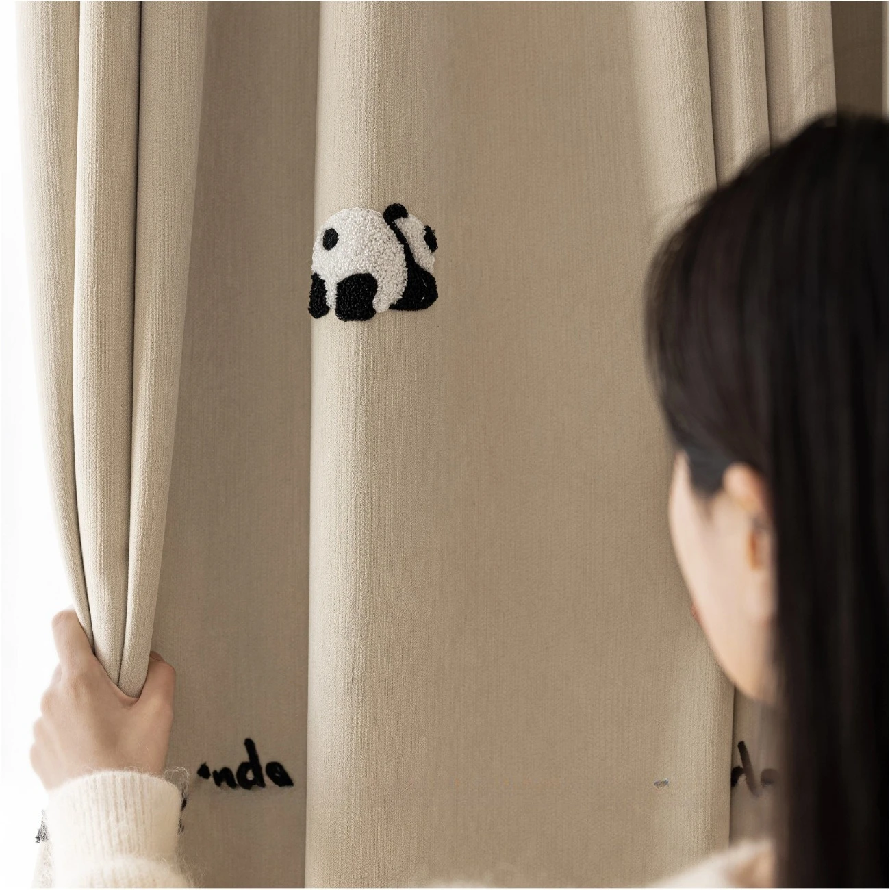 Decorative Panda Embroidery Si - огляд і ціна Blackout Curtain Thick