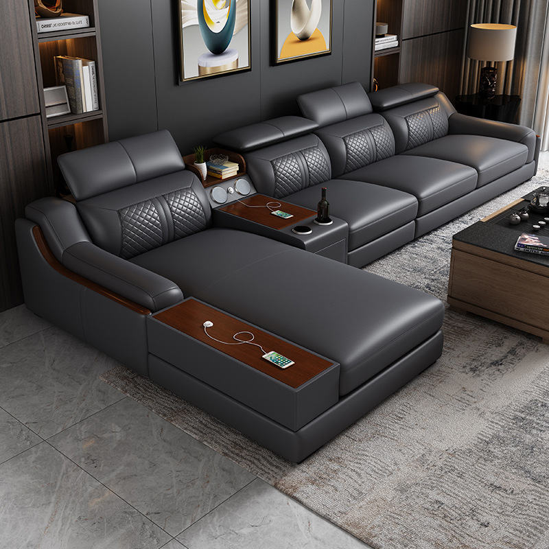Leather sofa simple modern siz - огляд і ціна Home Cinema Sofa